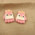 Cute pink knit fingerless gloves detail, cozy wool fleece winter hand warmers for kids. - One Size / Type A Kids Half-Finger Convertible Rose Pink