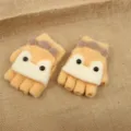 Kids cute knit half-finger flip gloves, warm winter woolen gloves for boys and girls. - One Size / Type A Kids Half-Finger Convertible Yellow
