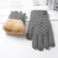 Winter warm knit gloves for men and women, thick plush lined touchscreen thermal gloves. - XL / Men's Thickened Hat with New Cloth Label - Grey