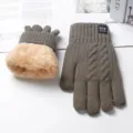 Men's winter thermal knit gloves with plush thick lining, cozy touchscreen outdoor cold weather gear. - XL / Men's Thickened Hat with New Cloth Label - Khaki