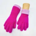 Guanti invernali caldi in maglia peluche da donna rosa vivo stile dolce moda quotidiana - Taglia unica / viola-rosso
