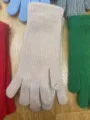 Winter warm knitted touchscreen gloves with extended cuffs, multiple colors for women. - Off-White Two-Fingerless