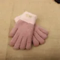 Guanti invernali caldi in maglia touch screen per donne, velluto spesso dolce, vista dettagli. - Nuovo Doppio Touch Screen Etichettato Rosa