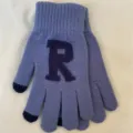 Gants en tricot chaud et confortable pour femmes avec fonction tactile et motif de lettres. - Bleu clair