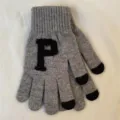 Gants tricotés chauds d'hiver tactile couleur unie lettre P en laine pour femmes - Taille unique / Lettre P / Gris