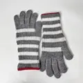 Women winter warm knitted five-finger gloves long striped touch screen casual gloves apparel - One Size / Light Grey Striped Fingerless Gloves
