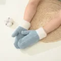 Cómodos guantes de invierno de punto para mujer, con forro de felpa gruesa y diseño trenzado. - Punto trenzado de doble capa - azul