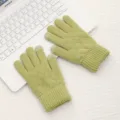 Women winter warm knitted touch screen gloves light green diamond pattern thick thermal soft - Grass Green
