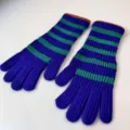 Women Winter Knit Striped Gloves Blue Green Warm Five Finger Long Gloves Fashion Daily - One Size / Blue Striped Fingerless Gloves