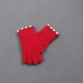 Women winter warm knit fingerless gloves red cute japanese minimalist stylish fashion accessory - One Size / Bright Red