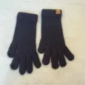 Women winter warm knitted wool gloves black long wrist open finger touch screen gloves stylish - Black Two-Fingerless