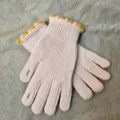 Women knitted gloves, light pink winter warm gloves with cute colorful ruffled cuffs. - One Size / Light Beige Purple