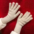 Guantes de punto beige con puños largos acanalados, guantes de invierno cálidos y cómodos. - Talla única / Blanco Roto