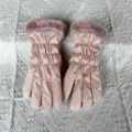 Pink winter warm gloves for women, windproof down cotton fabric with soft plush fur cuffs daily wear. - One Size / Lotus Pink