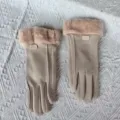 Women's winter thick warm gloves with plush cuffs, windproof and comfortable for outdoor riding. - One Size / Off White