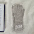Warm long knit gloves for women winter wool touchscreen split finger gloves with lace label - One Size / Off White