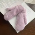 Guantes de invierno calientes de lana alpaca gruesa, mitones de punto de felpa coreanos. - Púrpura