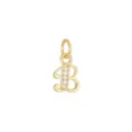 Macro detail of a 18K gold plated letter B pendant with shimmering stones for necklaces. - Letter B (DZ-425) / Gold