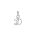 Dettaglio di un ciondolo a lettera D color argento con intarsio in zirconi scintillanti - Lettera D con Strass (DZ-425) / Argento