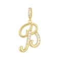 Macro view of a luxurious gold-plated letter B pendant set with sparkling cubic zirconia - Style B / Gold