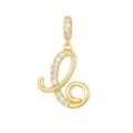Detailed macro shot of a gold-toned letter L pendant with pavé cubic zirconia accents - Style C / Gold