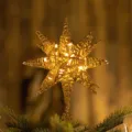 Elegant sparkling gold iron art Christmas tree star topper with warm white LED lights - 20cm / Gold 18-Point Star Style