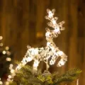 Elegant LED iron wire reindeer Christmas tree topper decoration with warm white glow - Reindeer Style