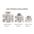 Set of 3 flocked glowing Christmas gift box decorations with dimensions and weight - Type A Flocked Three-Piece Set