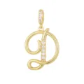Close-up detail of a gold-tone letter D pendant featuring sparkling zirconia accents - Style D / Gold