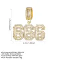 Detailansicht des 666 Iced-Out-Anhängers mit Goldbeschichtung und Größenangaben. - Nummer 666 Stil (31)