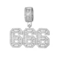 Detailansicht des silbernen 666-Anhängers mit glitzernden Zirkonia-Steinen im Iced-Out-Stil. - Nummer 666 Stil (32)