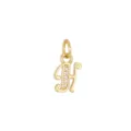 Vista dettagliata del ciondolo lettera H placcato oro 18K con intarsio in zircone - Lettera H (DZ-425) / Oro