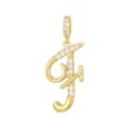 Elegante ciondolo lettera F placcato in oro con pietre di zirconia cubica luccicanti - Stile F