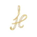 Elegante pendente lettera H color oro con incastonati pietre di zirconia cubica - Stile H