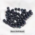 High-quality lustrous black shell pearl beads for DIY jewelry earring accessories - 10mm / Iridescent Black