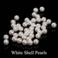 Premium high luster white shell pearl beads for DIY jewelry making, loose round drilled pearls - 10mm / White