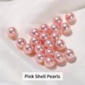High-gloss pink shell pearl beads with semi-drilled holes for DIY jewelry making accessories - 10mm / Pink