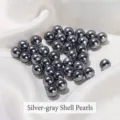 High-quality silver-gray shell pearl semi-hole beads for DIY jewelry and earring making - Silver Gray