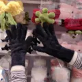 Winter warm black fluffy knit gloves, thick touch screen split-finger gloves for cold weather. - One Size / Long Plush Thickened Black