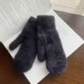 Moffole invernali in peluche soffice grigio scuro, guanti caldi e spessi per il freddo. - Nero