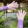 Pink and purple knitted winter gloves with long ribbed cuffs for warm daily wear and cold weather. - One Size / Light Pink Patchwork Long Tube
