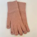 Women winter warm knit gloves solid color two finger opening cute stylish casual daily wear - Pink