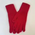 Red knitted warm winter gloves for women, solid color wool gloves with two-finger open design. - Red