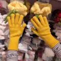 Women winter warm knit gloves split finger touch screen gloves cozy solid color winter gloves - One Size / Yellow