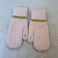 Women winter warm knitted mittens pink green pattern convertible touchscreen gloves cozy stylish - Full Coverage / Purplish Beige