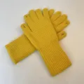 Women solid color knitted wool gloves autumn winter warm fingerless long cuff mittens yellow - Yellow
