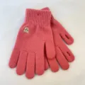 Cute bear embroidery knit gloves winter warm touchscreen convertible split finger mittens - Rose Red