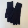 Black knitted gloves for women, winter warm touch screen knit mittens with finger slit design. - Black