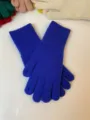 Women knitted winter warm gloves solid color two finger open cute cozy apparel accessories - Blue