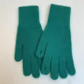 Green knit gloves for women, cozy winter warm ribbed woolen mittens for cold weather. - Green
